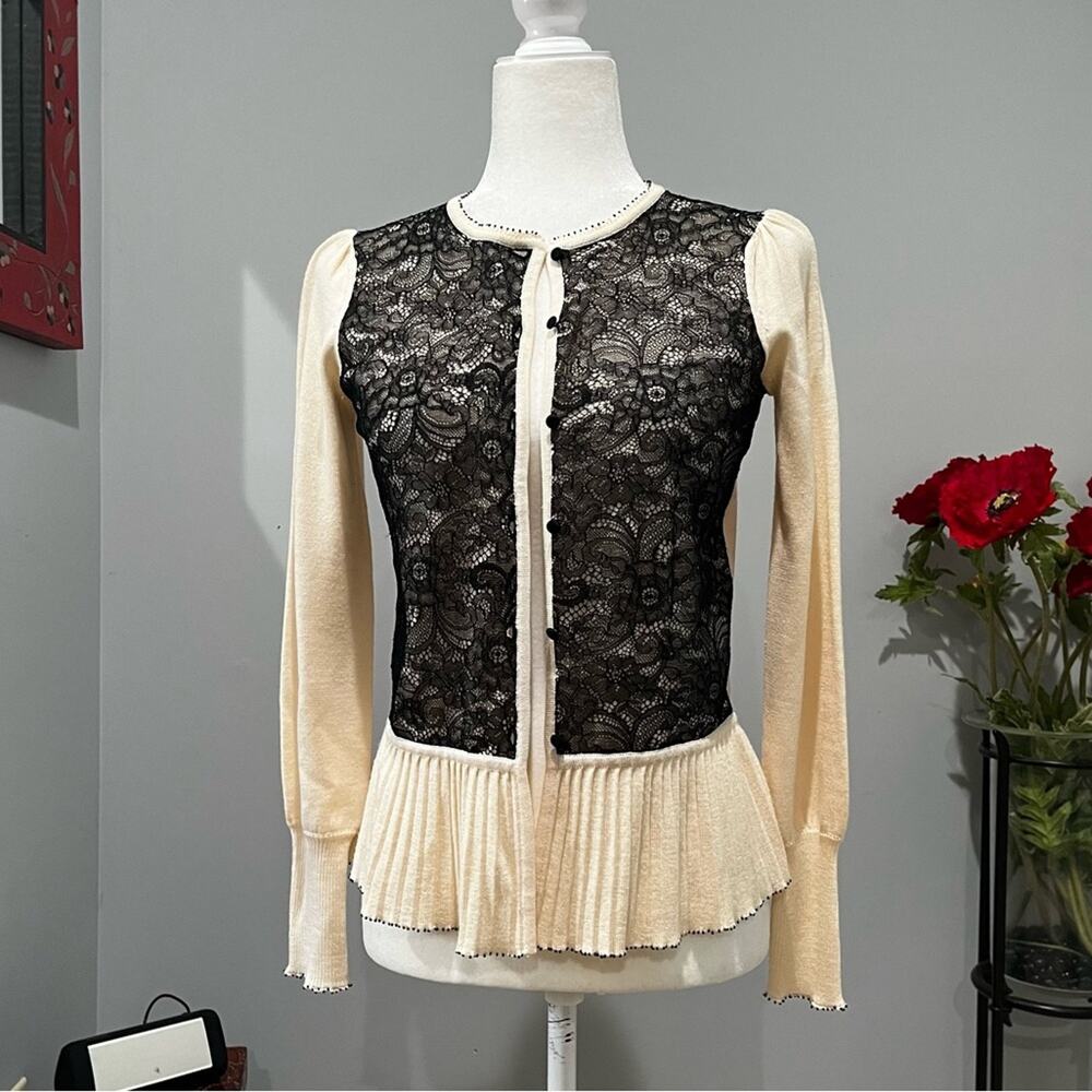 New Sigrid Olsen Silk Wool Peplum Flutter Lace Be… - image 2